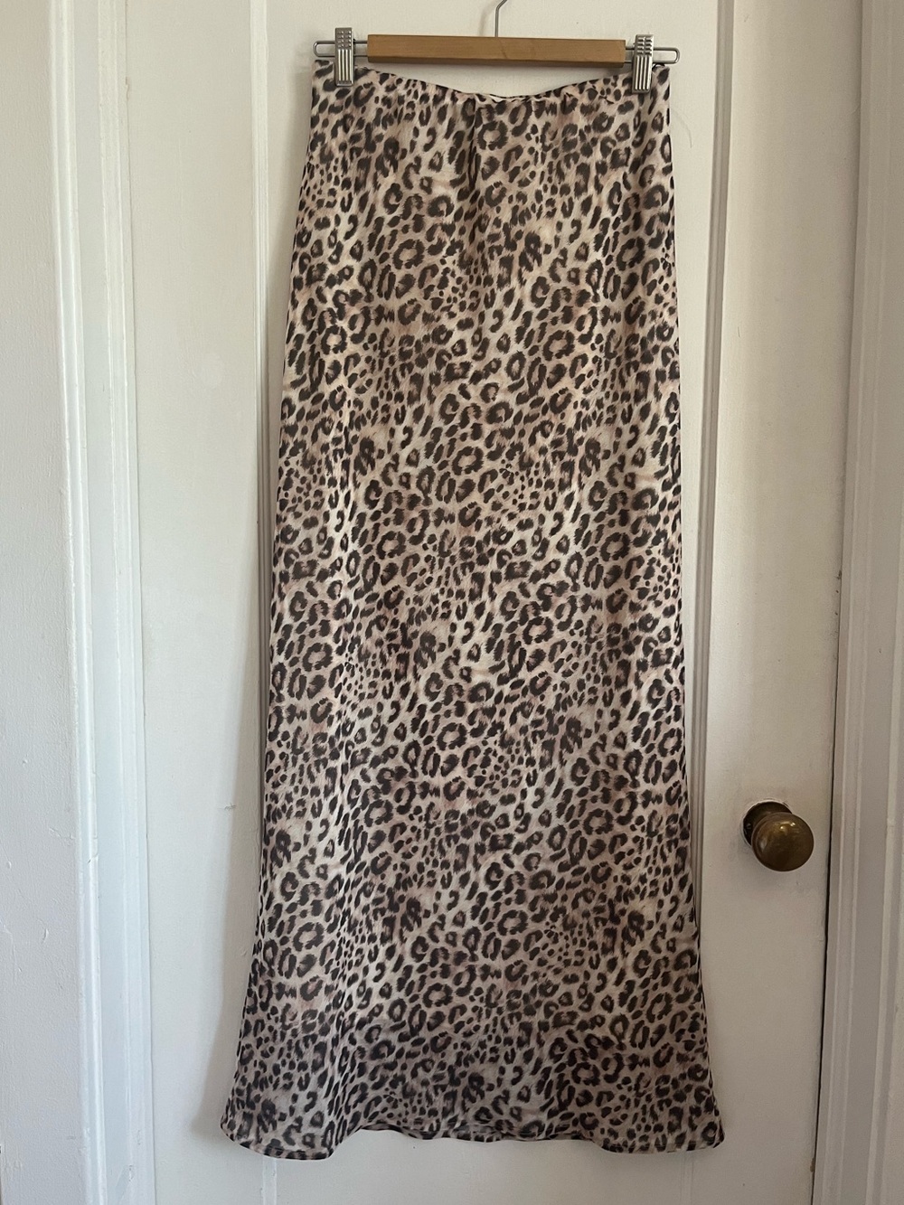 Wayf Leopard-Print Maxi Slip Skirt NWT